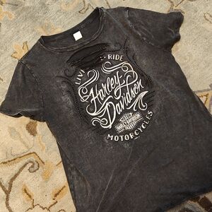 Harley-Davidson Black Short Sleeve Bling Tee with Vintage Design